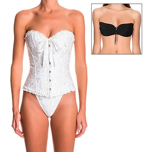 SET INTIMAX CORSET ATENEA EN COLOR BLANCO CON SUJETADOR EN COLOR NEGRO