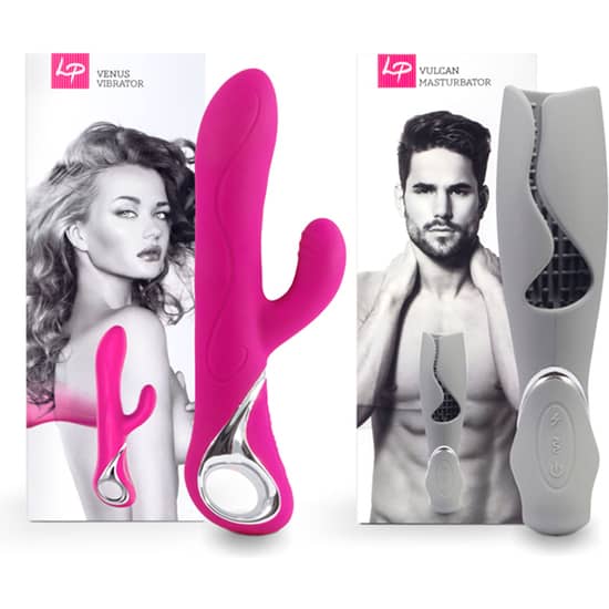 LOVERSPREMIUM - VENUS & VULCAN SET PARA PAREJAS ROSA Y GRIS